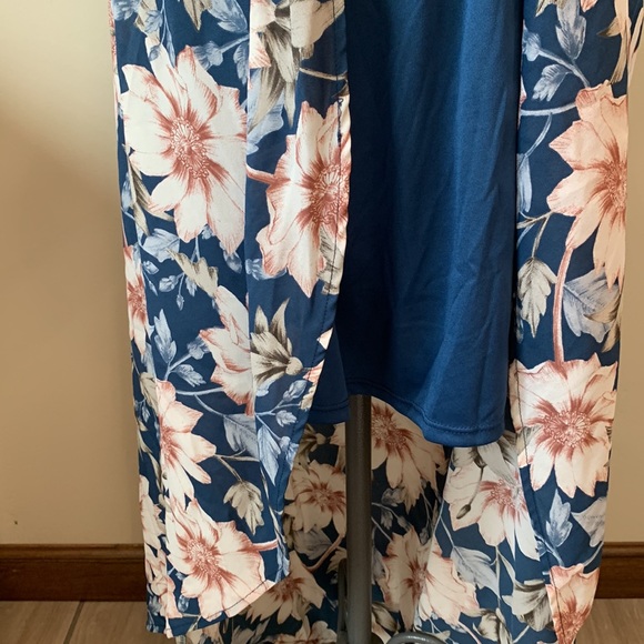 Pink Blush Blue Floral Off Shoulder Smocked Wrap Maternity Dress, postpartum too - Picture 5 of 9